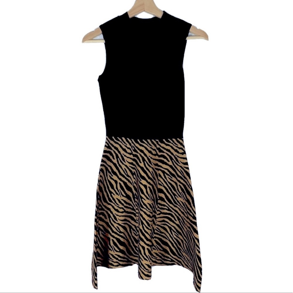 NWT Rewind Animal Print Knit Dress Sleeveless A-Line Brown Black Sz S
